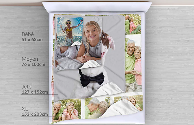 Couverture personnalisée avec photos famille: créez votre jeté unique en plusieurs tailles !