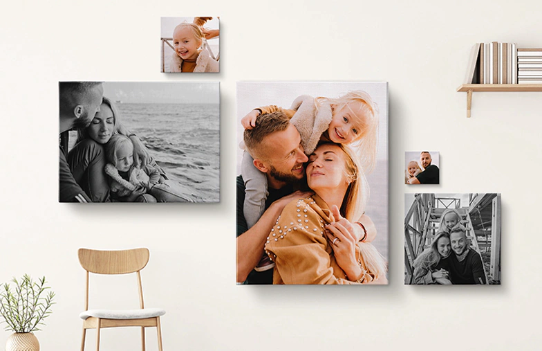 Panneaux en toile : Conservez vos histoires préférées grâce à un mur d'images sur toile. Choisissez parmi des packs de 3, 9 ou plus.